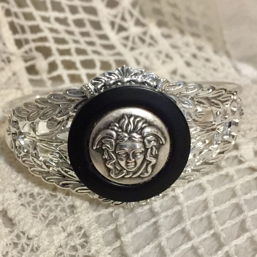 Handcrafted Silver Medusa Button Bracelet
